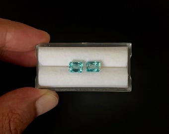 Blue Zircon Cushion Square Shape  Matching Pair 7 x 5 mm Approximately 3.94 Carat (GTG-Z-30)