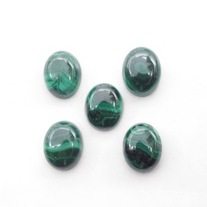 Malachite Oval Cabs 10x 8 mm Approximately 15.29 Carat , 5 pieces (GTG-M-05)