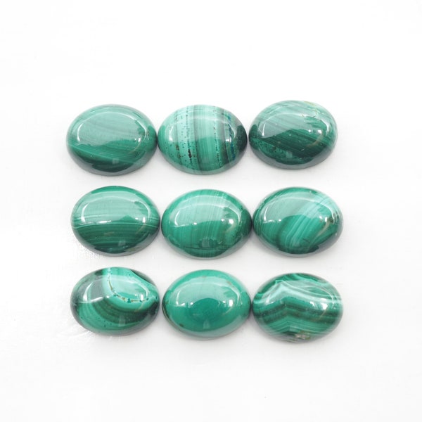 Malachite Oval Cabs 9x7 mm Approximately 23.28 Carat , 9 pieces (GTG-M-07)