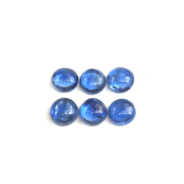 Kyanite Cabs Round 6mm Approximately 6.52 Carat, 6 Pieces (GTG-KY-03)