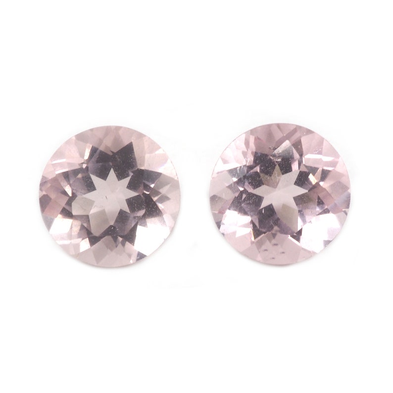 GTG-MOR-52 Morganite Round Shape 6.50 x 4 mm /& 6.5 x 4.40 mm Matching Pair Approximately 1.92 Carat