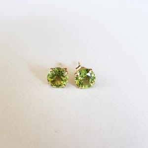 14K Yellow Gold Natural Peridot Stud, August Birthstone Earring, Gift for her, Peridot Earring