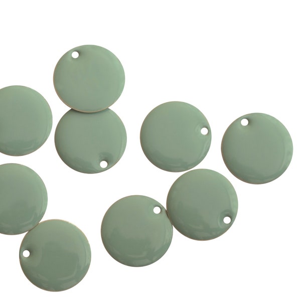 10pcs ~ 16 mm ~ enamel ~ brass ~ lime green ~ material for jewelry making