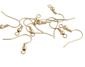 100 pcs x 20 x 20 mm - brass - ear hooks - light gold - jewellery making material