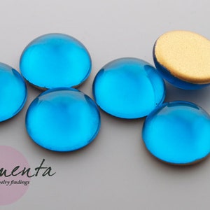 2 Cabochons ~ 16mm ~ türkisblau ~ Glas ~ Material zur Schmuckherstellung