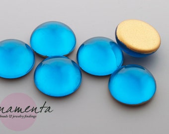 2 cabochons ~ 16 mm ~ bleu turquoise ~ verre ~ matériau pour la fabrication de bijoux