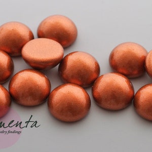 6 cabochons ~ 12 mm ~ metallic copper ~ glass ~ material for jewelry making