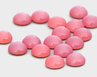 6 glass cabochons ~ Pink Opal ~ 10 mm diameter ~ delicate shimmering taming milky flatback cabochons