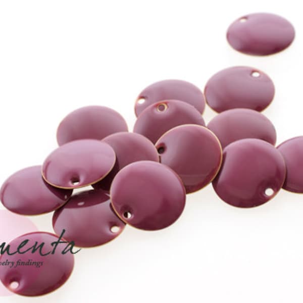 10pcs ~ 12mm ~ émail ~ violet ~ rond ~ matériel pour la fabrication de bijoux