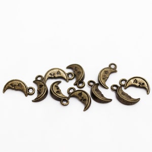10 Moon Charm s 10 x 5 mm .