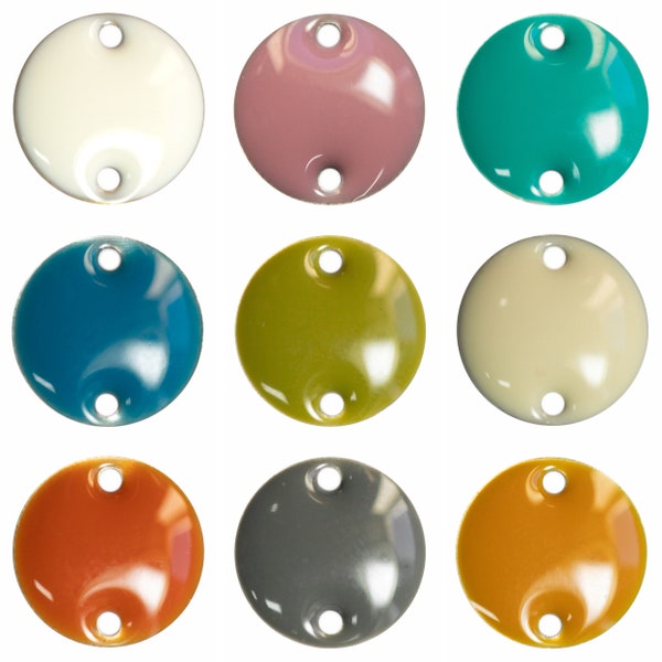 10pcs ~ 12mm ~ enamel ~ brass ~ delicate mint ~ round ~ material for jewelry making