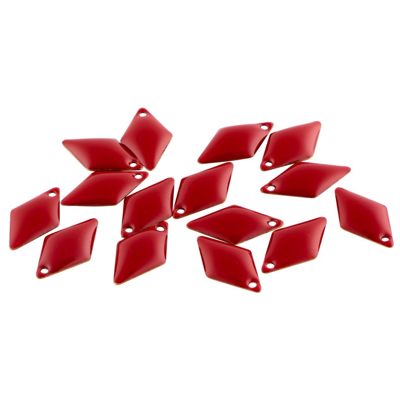 Enamel plates 10pcs diamonds 8 x 16 mm Diamond red