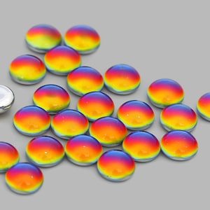 6 Rainbow Cabochons ~ 8 mm ~ dichroic glass cabochons ~ Volcano Heliotrope ~ Czech glass cabochons