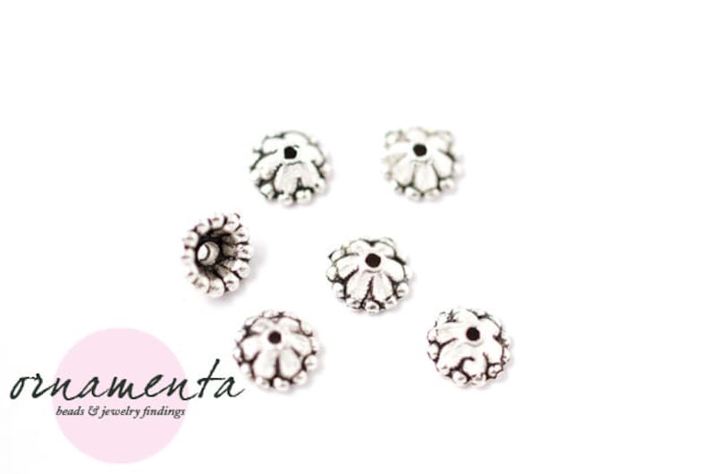 material for jewelry making 7mm brass 14pcs 7mm bead caps antique silver