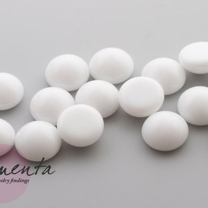 Glass Cabochons - 10 mm - White - Opaque - Glass - Jewelry Making Material - 6 pcs.