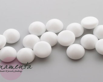Glass Cabochons - 10 mm - White - Opaque - Glass - Jewelry Making Material - 6 pcs.