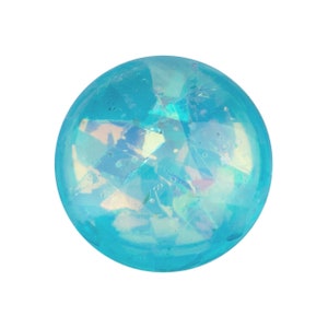 6 pcs. Polaris Cabochons - 12 mm - semi-transparent, turquoise and iridescent flakes