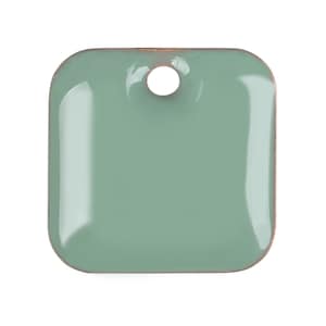6 pcs square ~ eucalyptus green ~ 12mm ~ enamel ~ brass ~ material for jewelry making