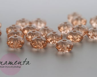 10 Glasschliffperlen - zart rosa - 10x6mm - facettiert - / hochwertige Glasperlen