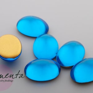 2 Cabochons ~ 18 x 13 mm ~ turquoise blue ~ glass ~ Material for jewelry making
