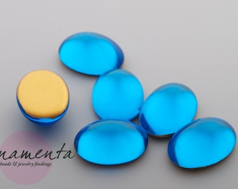 2 cabochons ~ 18 x 13 mm ~ turquoise ~ verre ~ matériel bijoux