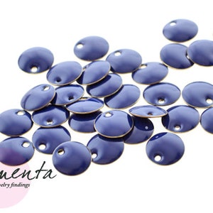 10h ~ 8mm ~ enamel ~ brass ~ blue ~ round ~ material for jewelry production