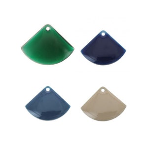 4 pcs fans ~ 16 x 21 mm ~ enamel ~ brass ~ material for jewelry making