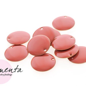 10pcs ~ 16 mm ~ Enamel ~ coral ~ material for jewelry making