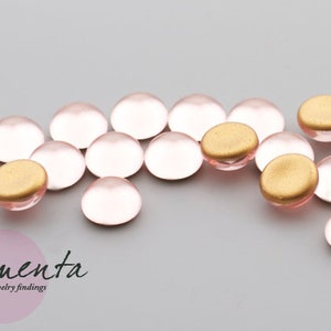 6 cabochons ~ 8 mm ~ pink ~ glass ~ material for jewelry making
