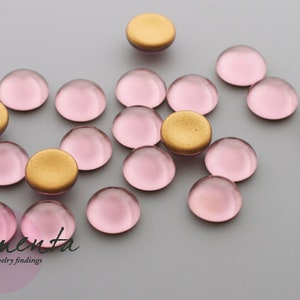 6 Cabochons ~ 8mm ~ hellpink ~ Glas ~ Material zur Schmuckherstellung