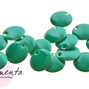 10pcs ~ 12 mm ~ enamel ~ brass ~ turquoise green