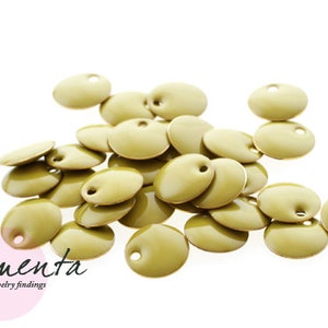 10h ~ 8mm ~ enamel ~ brass ~ olive green ~ round ~ material jewelry making