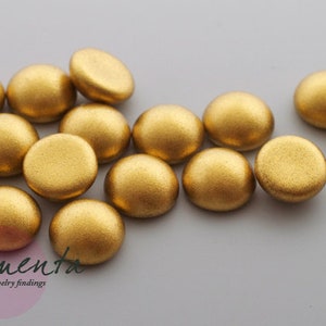 6 cabochons ~ 10 mm ~ metallic gold ~ glass ~ material for jewelry making