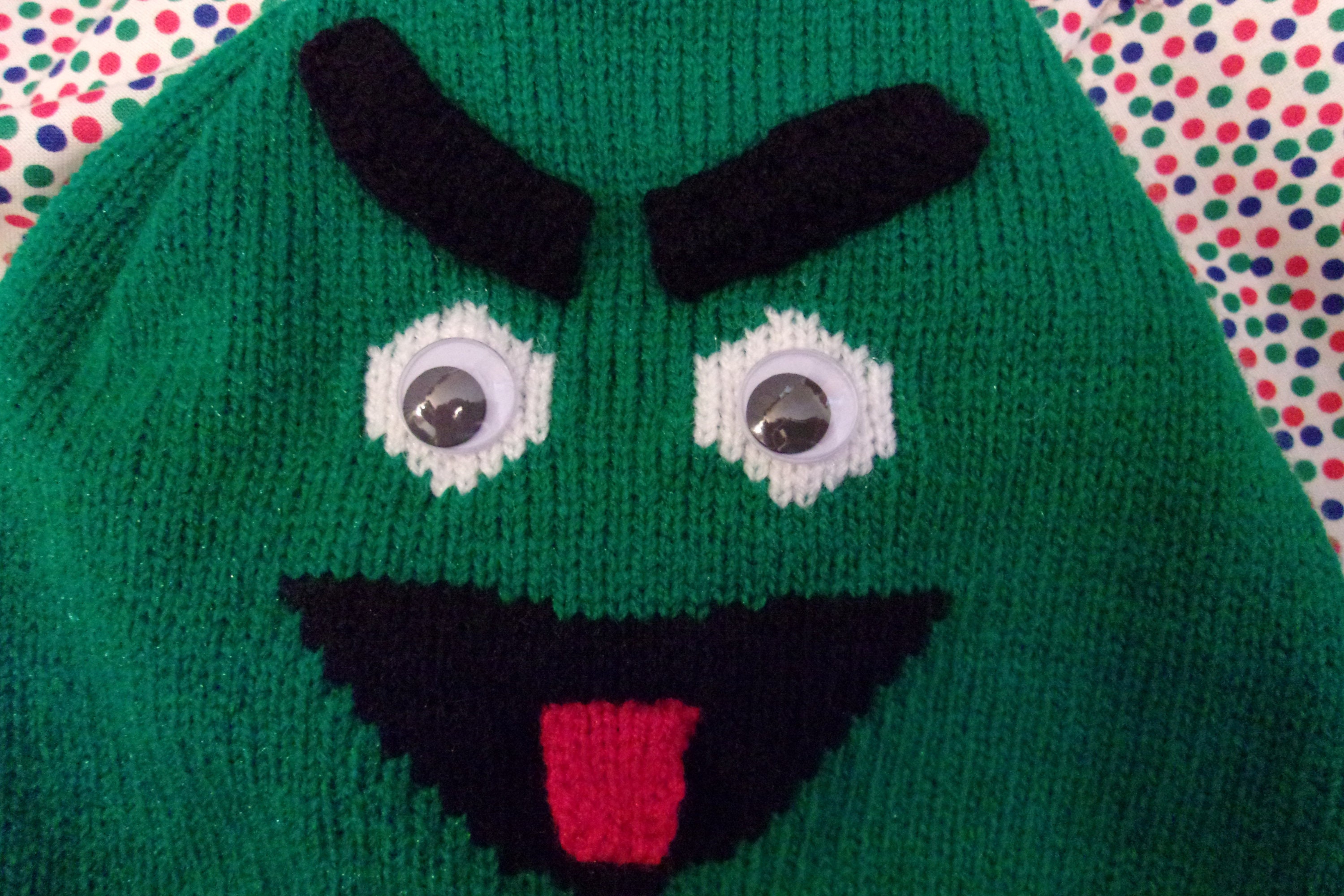 Monster Hat Green Grouchy Face Google Eyes Beanie Stocking | Etsy