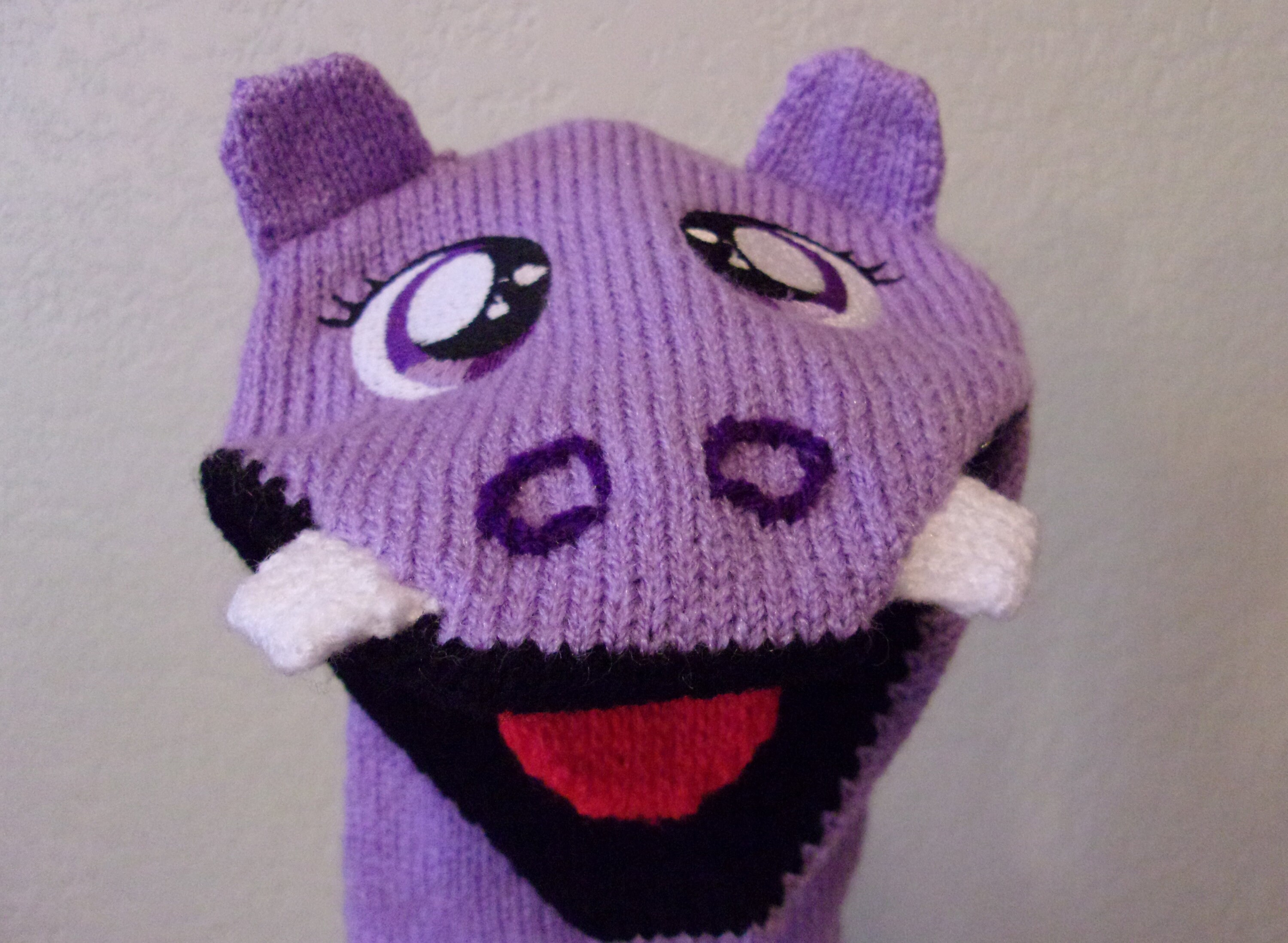 Purple Hippo Sock Puppet Cute Animal 