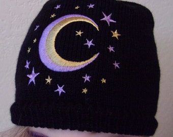Sky Stars Night Xmas Starry Moon Hat for Men and Women Winter Warm Hats Knit Slouchy Thick Skull Cap Black Sky Stars Night Xmas Starry Moon Hat for Men and Women Winter Warm Hats Knit Slouchy Thick Skull Cap Black