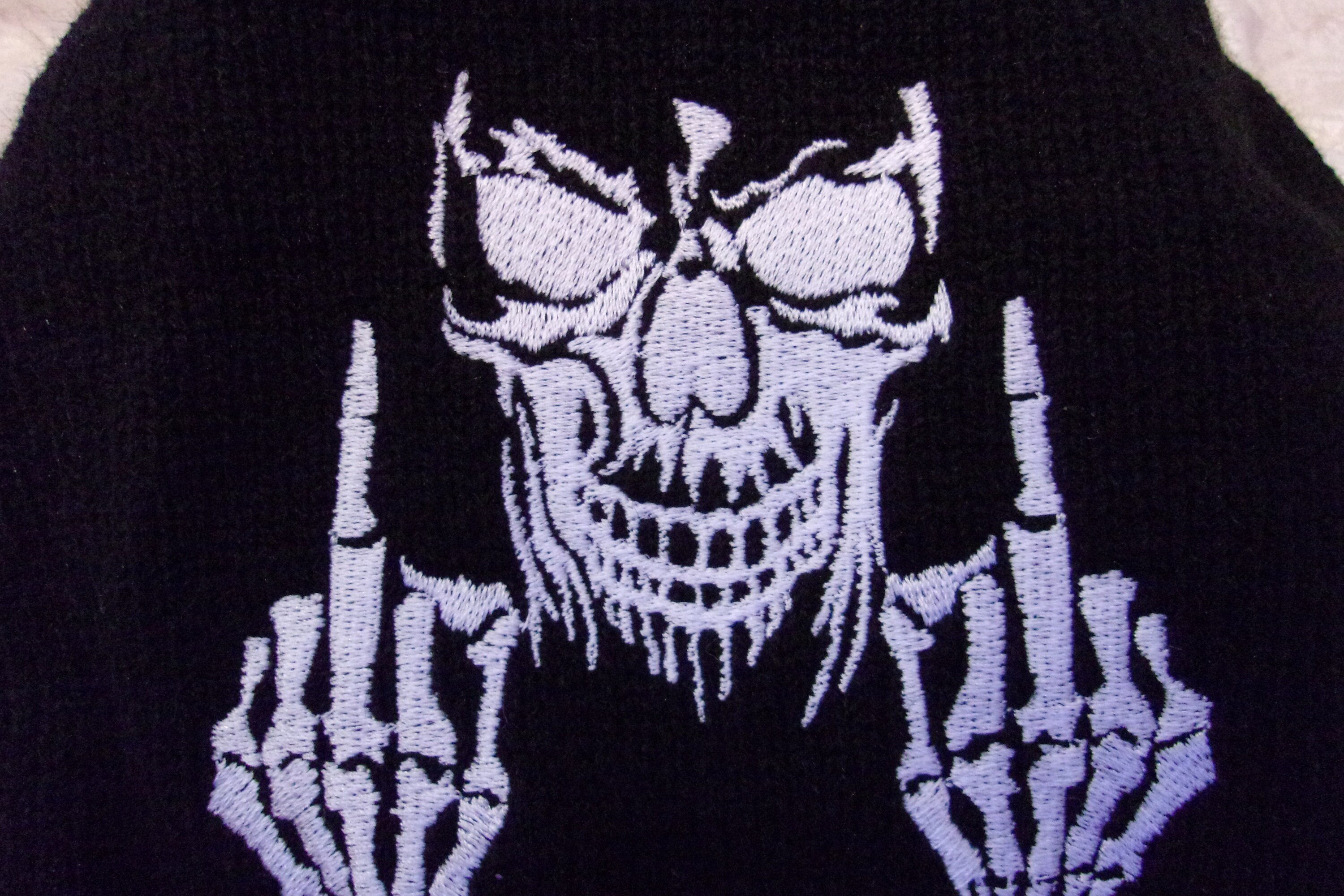 Skull Head Hat Skeleton Middle Finger 