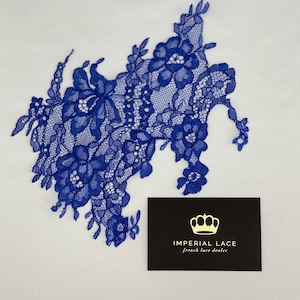 Aplique de encaje azul, motivo de encaje, encaje azul, encaje francés, aplique de encaje Chantilly, aplique nupcial, aplique, A00077