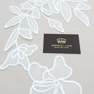 White Floral lace applique for bridal dress, Flower lace patches, Lace applique, Wedding dress lace patch, White bridal lace A00142