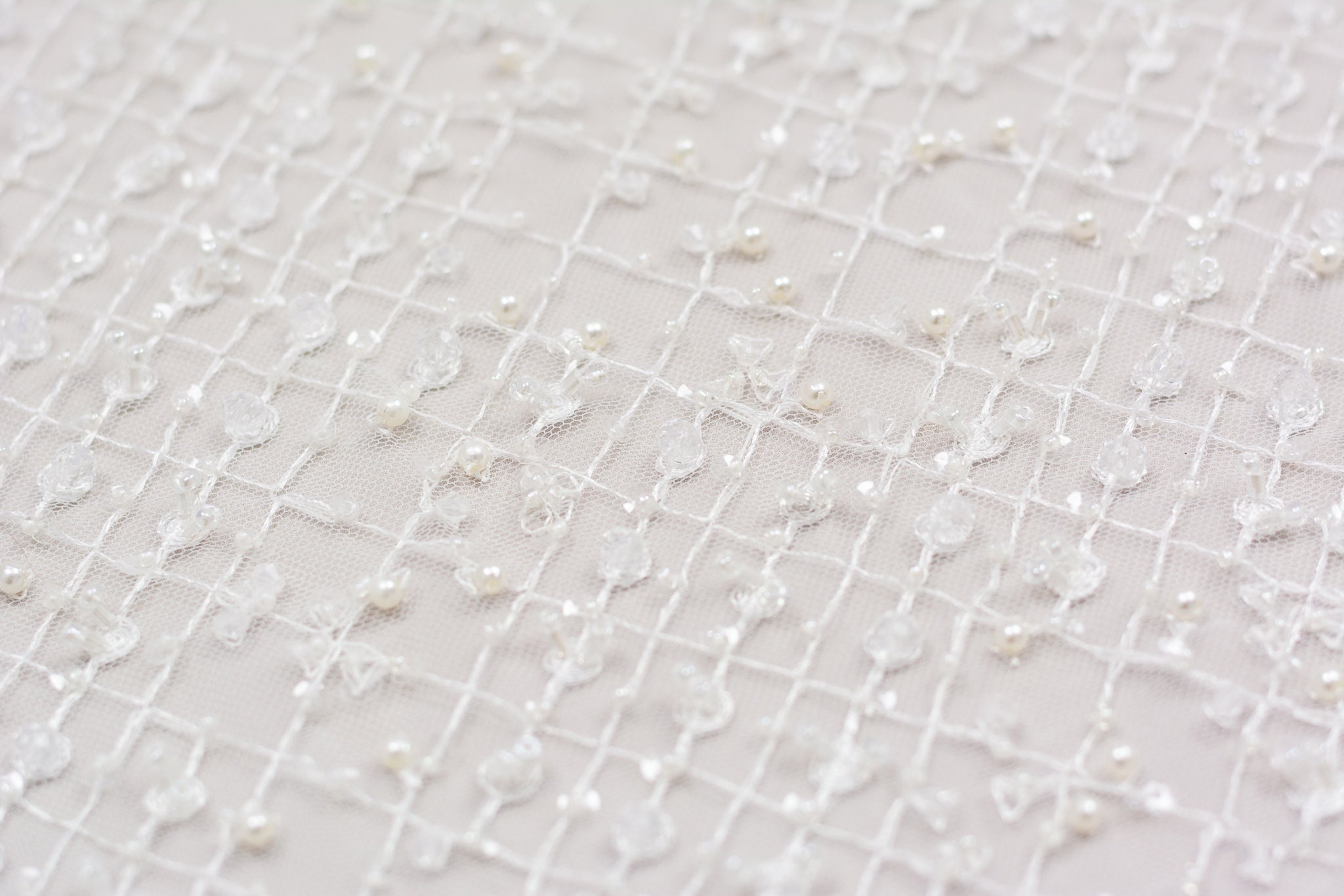 Off White Lace Fabric 3D Beaded Lace Fabric Hand Made Pearl Etsy