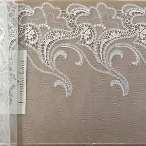 Ivory Lace Trim, French Lace, Chantilly Lace, Bridal Gown lace, Wedding Lace, White Lace, Veil lace, Garter lace, Lingerie Lace MB00175