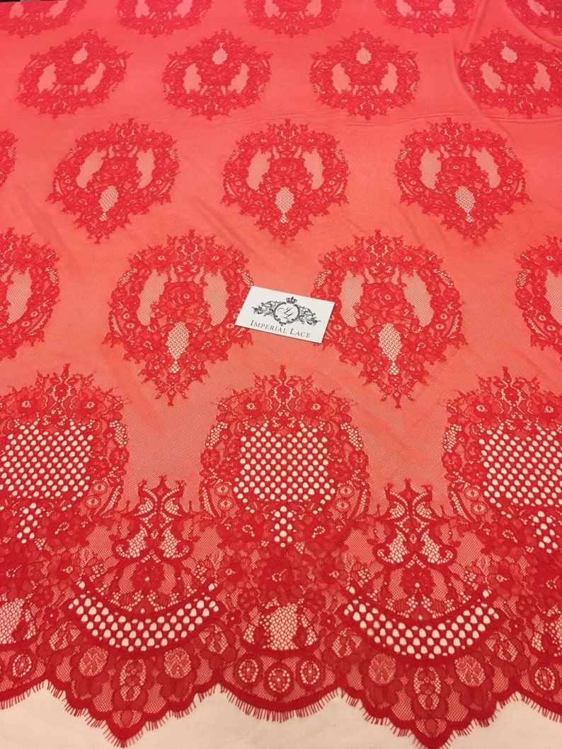 Red Lace Fabric, French Lace, Embroidered lace, Wedding Lace, Bridal lace, Veil lace, Lingerie Lace spizte stoff Chantilly Lace K00522 image 1