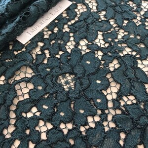 Green lace fabric, Embroidered lace, French Lace, Wedding Lace, Bridal lace, Green Lace, Veil lace, Lingerie Lace, Alencon Lace K00524 image 1