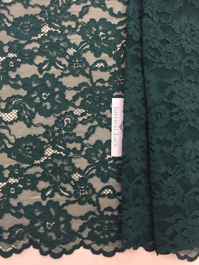 Green lace fabric Embroidered lace French Lace Wedding Lace Bridal lace Green Lace Veil lace Lingerie Lace Alencon Lace K00453 image 2