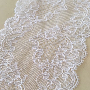 White Lace Trim, French Lace, Alencon Lace, Bridal Gown lace, Wedding Lace, White Lace, Veil lace, Garter lace, Lingerie Lace, Lace MB00193