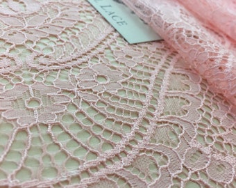 Light pink lace, french lace Wedding lace Lace fabric Beaded Lace Fabric French Lace Wedding Lace Veil lace Lingerie Lace K00413