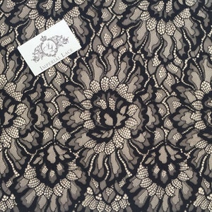 Black lace fabric Embroidered lace French Lace Wedding Lace Bridal lace Black Lace Veil lace Lingerie Lace Alencon Lace M000094