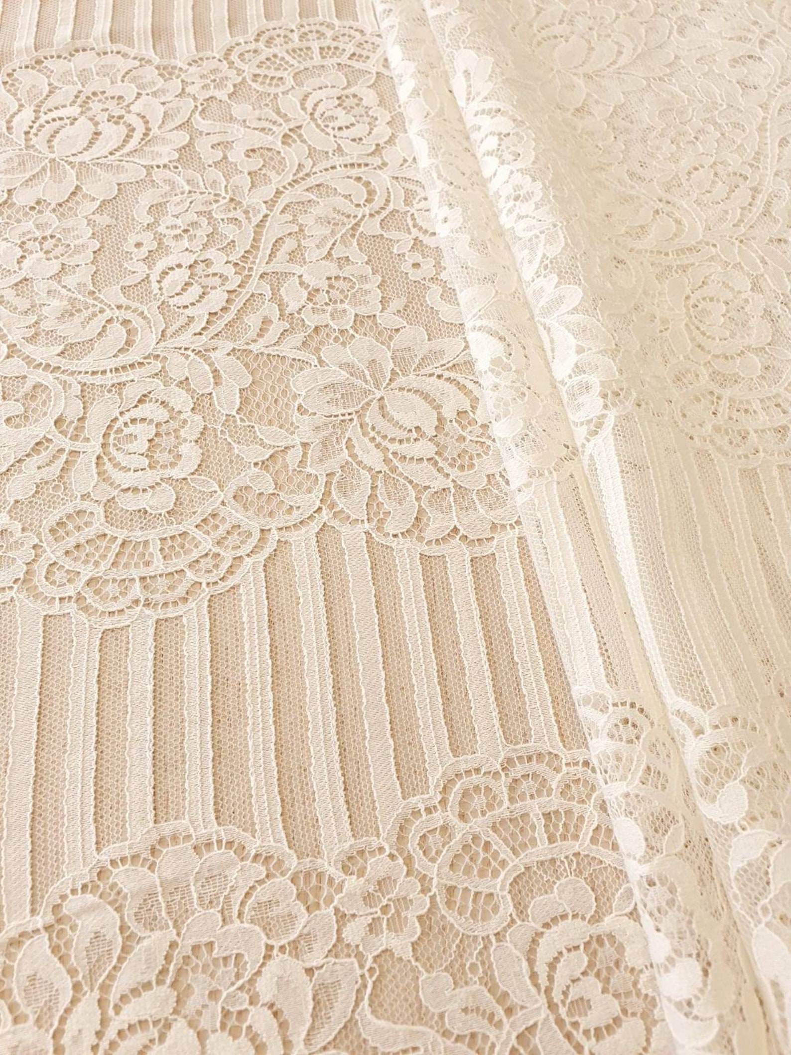 Ecru Lace Fabric Embroidered Lace French Lace Wedding Lace Etsy