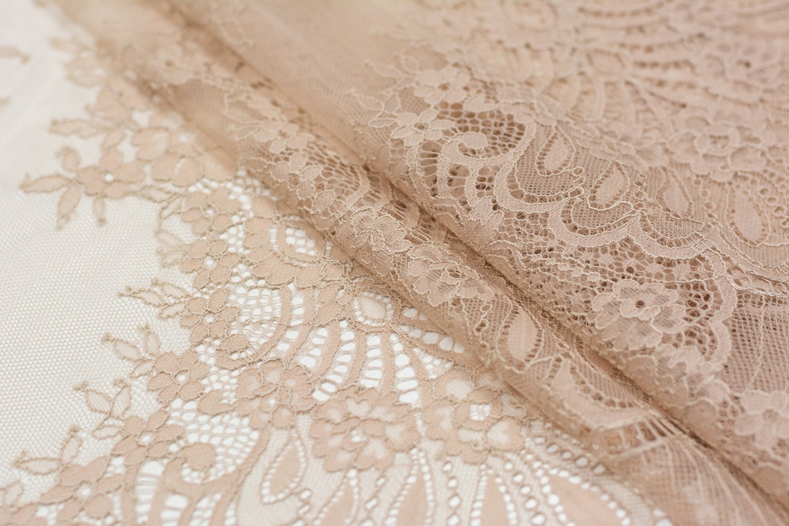 Beige Lace Fabric French Lace Embroidered Lace Wedding Lace Etsy