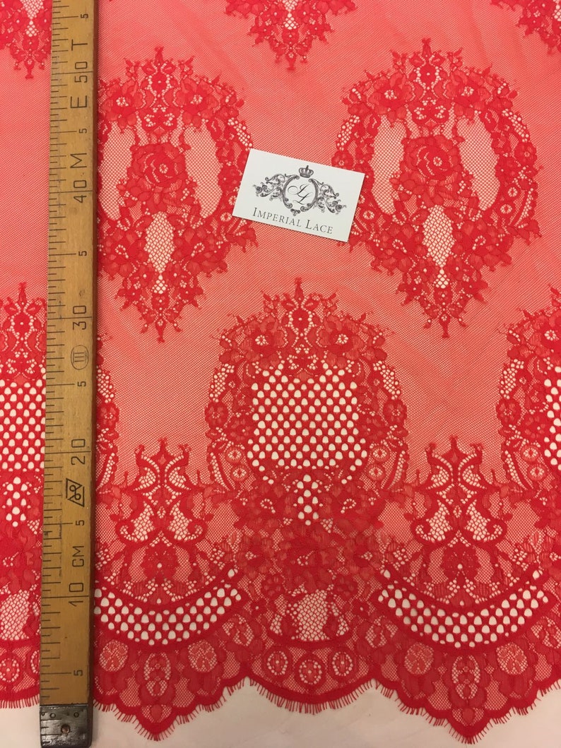 Red Lace Fabric, French Lace, Embroidered lace, Wedding Lace, Bridal lace, Veil lace, Lingerie Lace spizte stoff Chantilly Lace K00522 image 4